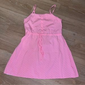 Pink with white polka dot waist adjustable summer dress